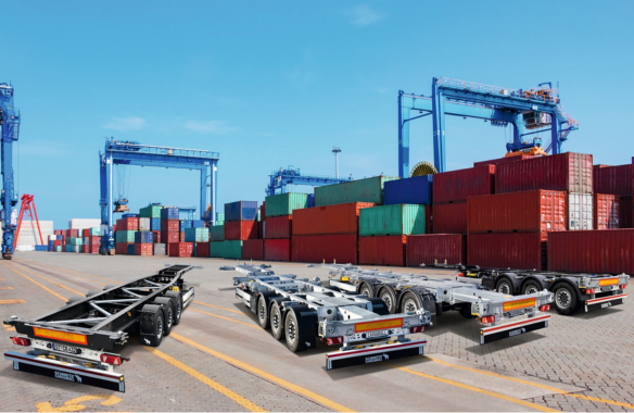 Schmitz Cargobull Containerchassis werden aus hochfesten Stahlprofi len aufgebaut und systematisch gegen Korrosion geschützt.