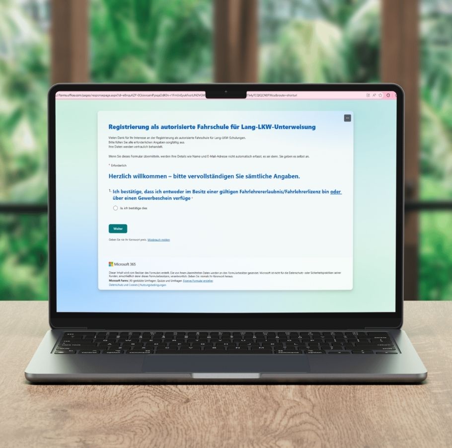 Registrierung als autorisierte Fahrschule für Lang-LKW-Unterweisung